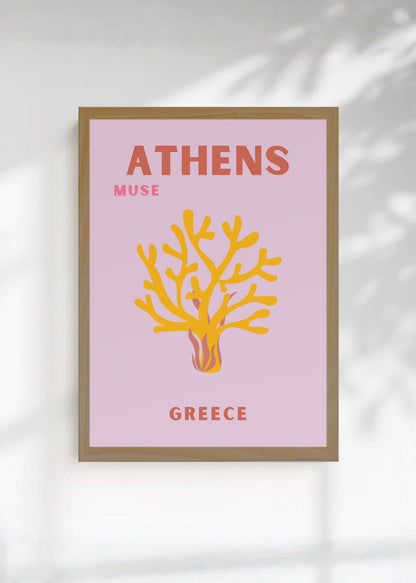 Cuadro Decorativo Travel, Atenas, Grecia, Coral Lila