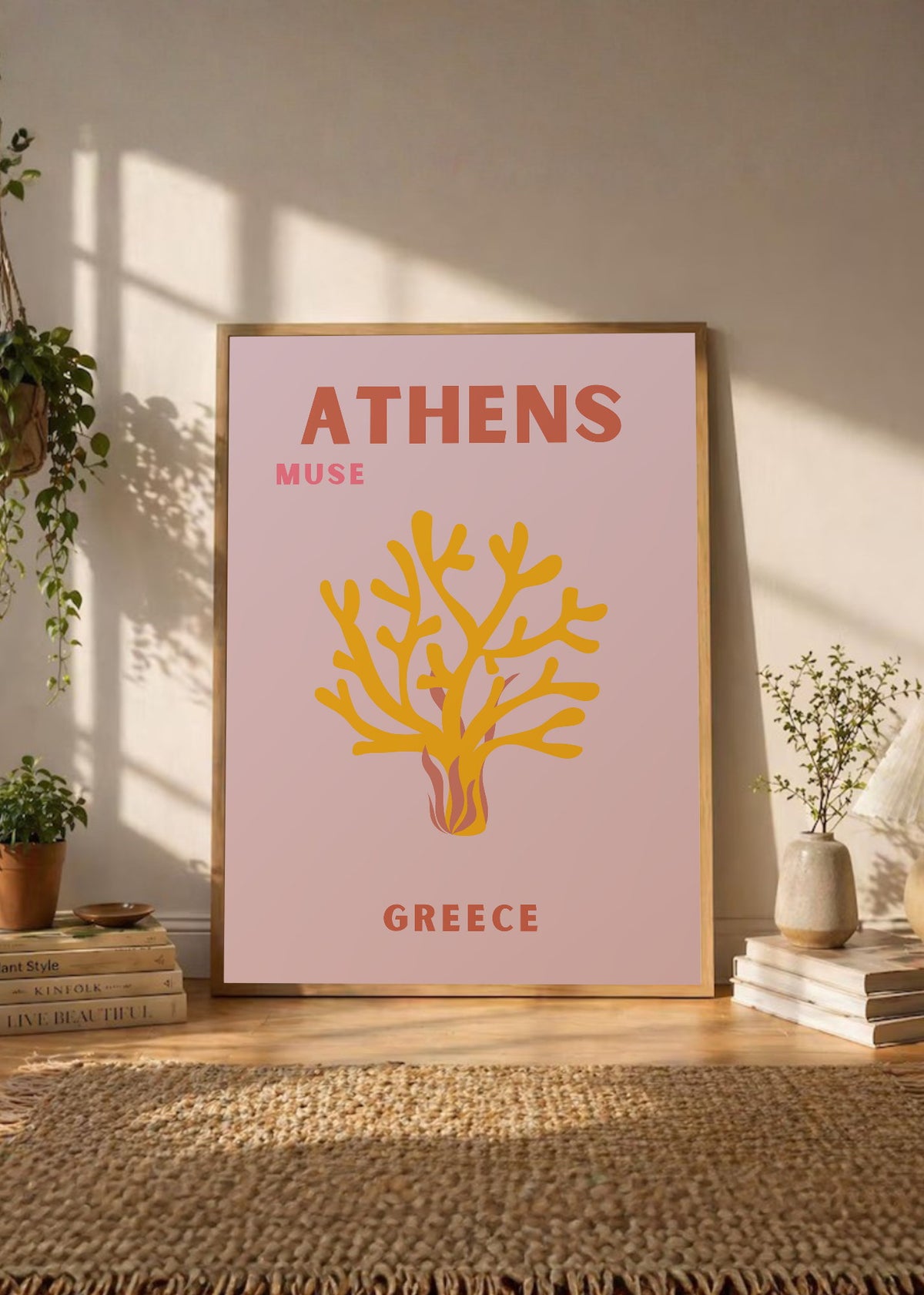 Cuadro Decorativo Travel, Atenas, Grecia, Coral Lila