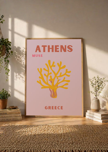 Cuadro Decorativo Travel, Atenas, Grecia, Coral Lila