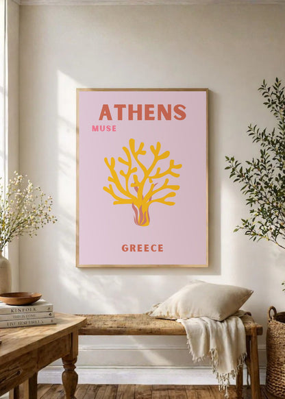 Cuadro Decorativo Travel, Atenas, Grecia, Coral Lila