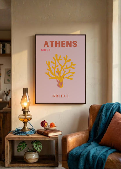 Cuadro Decorativo Travel, Atenas, Grecia, Coral Lila