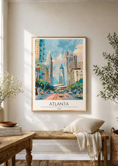Cuadro Decorativo Travel, Atlanta, USA, Ilustración Ciudad