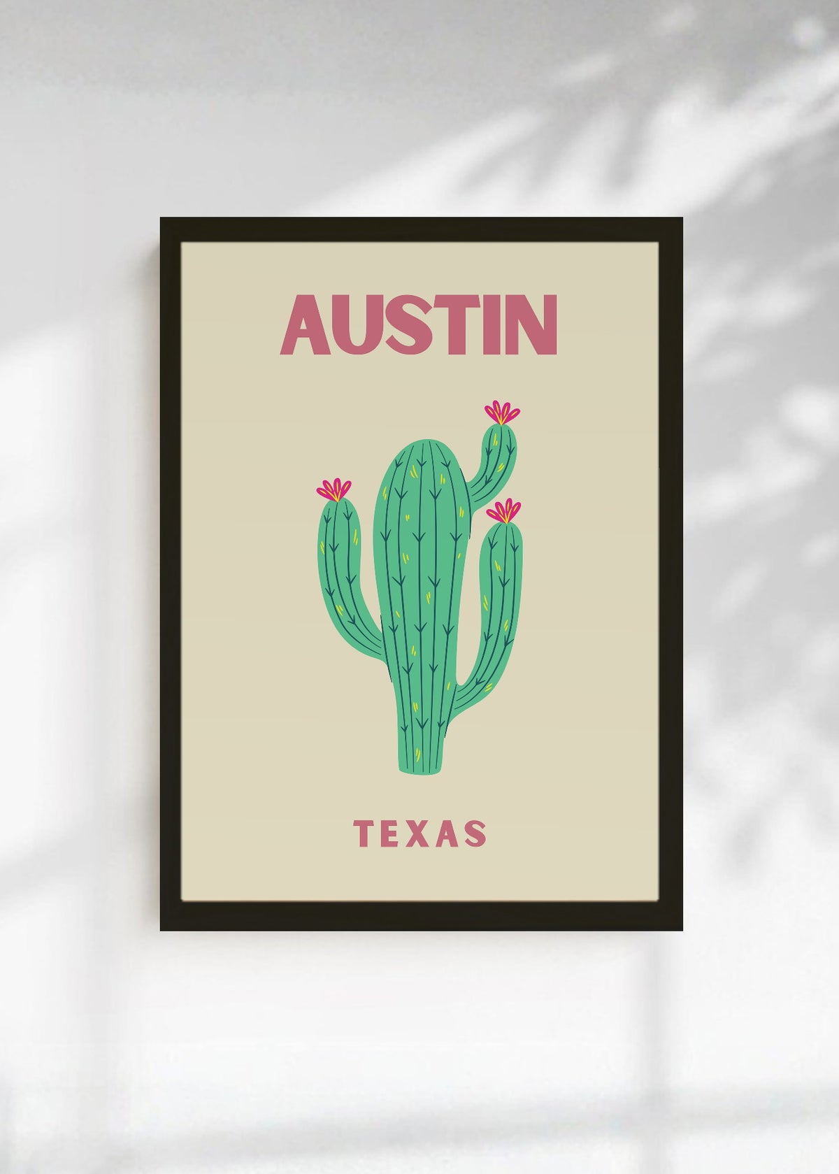 Cuadro Decorativo Travel, Austin, Texas, Cactus Crema