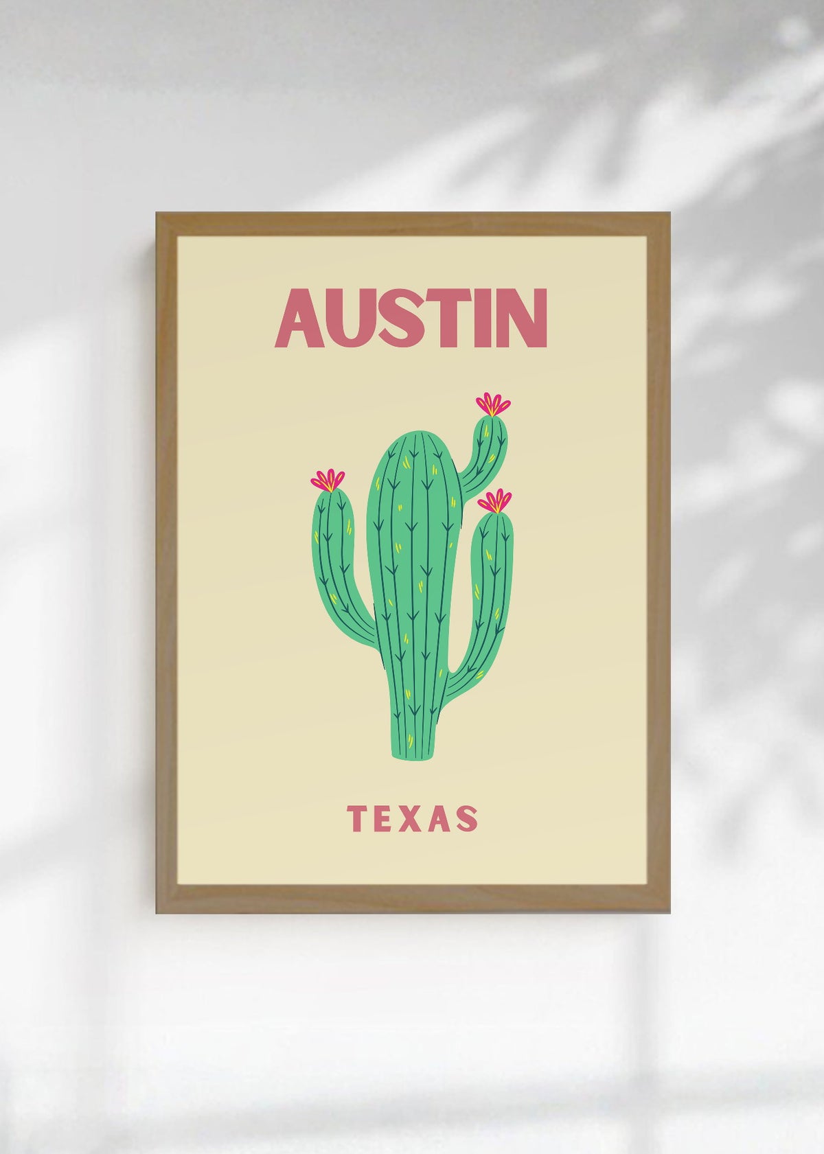 Cuadro Decorativo Travel, Austin, Texas, Cactus Crema