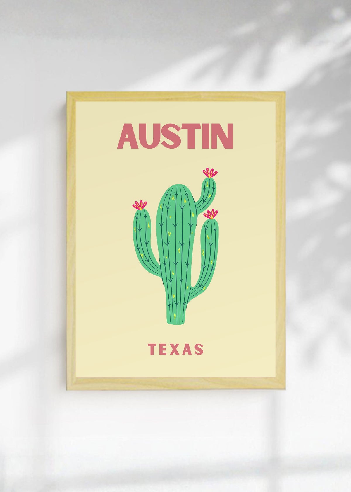 Cuadro Decorativo Travel, Austin, Texas, Cactus Crema