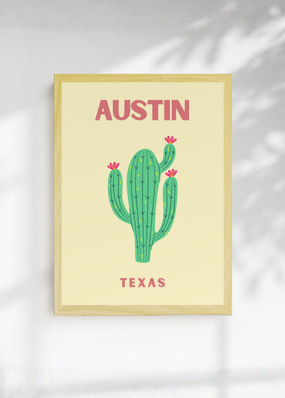 Cuadro Decorativo Travel, Austin, Texas, Cactus Crema