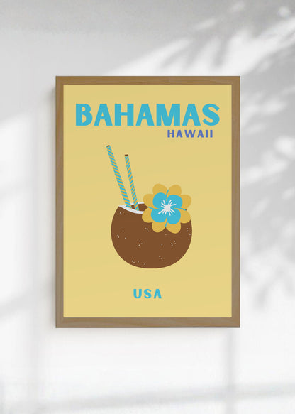 Cuadro Decorativo Travel, Bahamas, Coco Mostaza