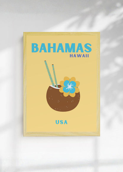 Cuadro Decorativo Travel, Bahamas, Coco Mostaza