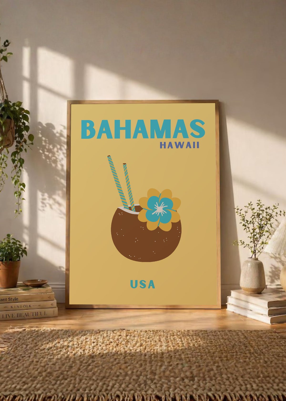 Cuadro Decorativo Travel, Bahamas, Coco Mostaza