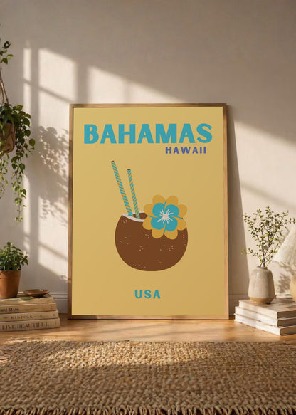 Cuadro Decorativo Travel, Bahamas, Coco Mostaza