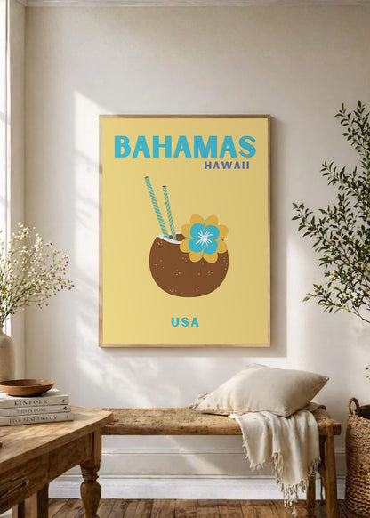 Cuadro Decorativo Travel, Bahamas, Coco Mostaza