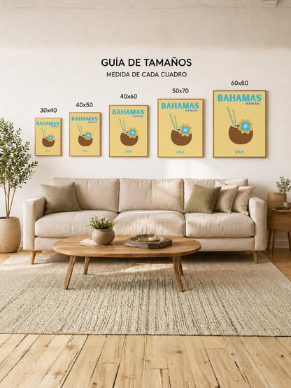 Cuadro Decorativo Travel, Bahamas, Coco Mostaza