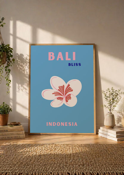 Cuadro Decorativo Travel, Bali, Indonesia, Flor Azul