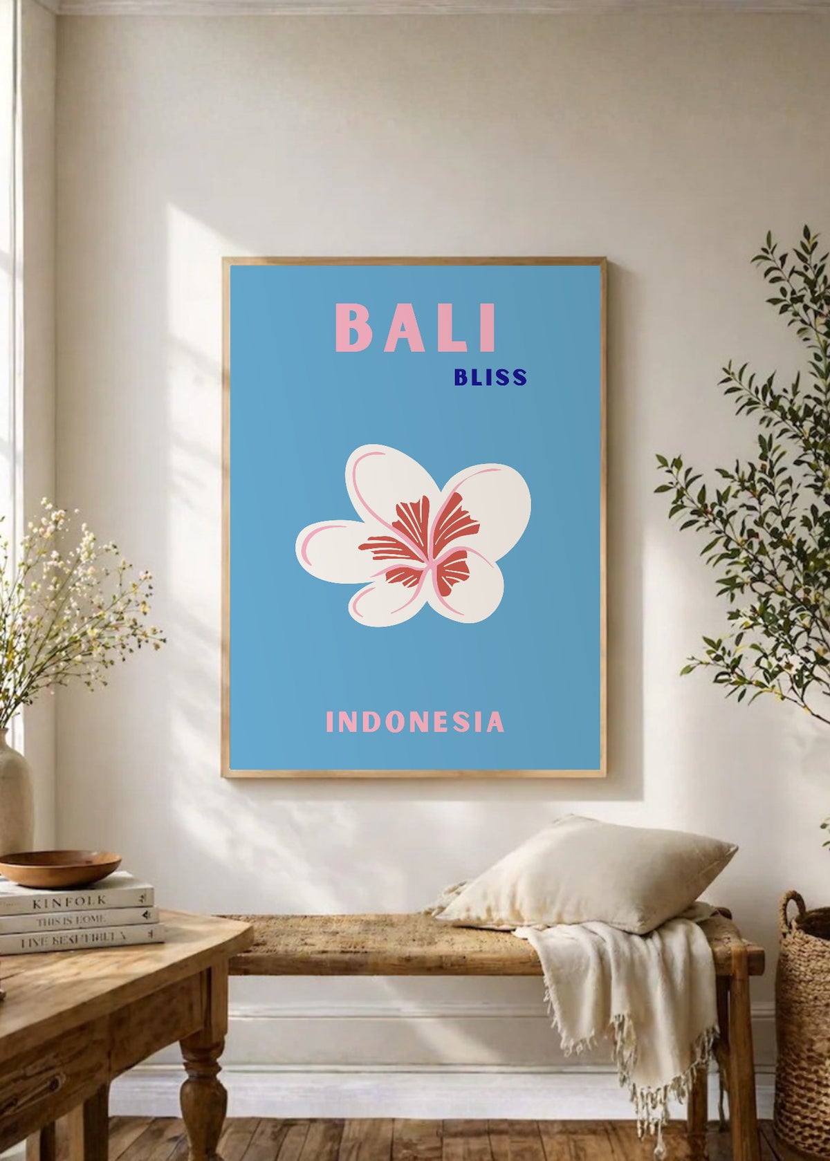 Cuadro Decorativo Travel, Bali, Indonesia, Flor Azul