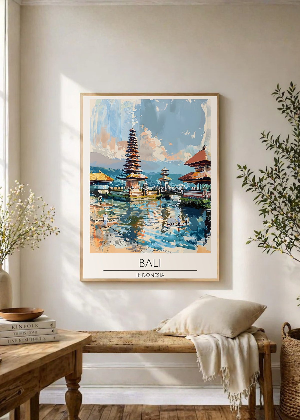 Cuadro Decorativo Travel, Bali, Indonesia, Ilustración Templo