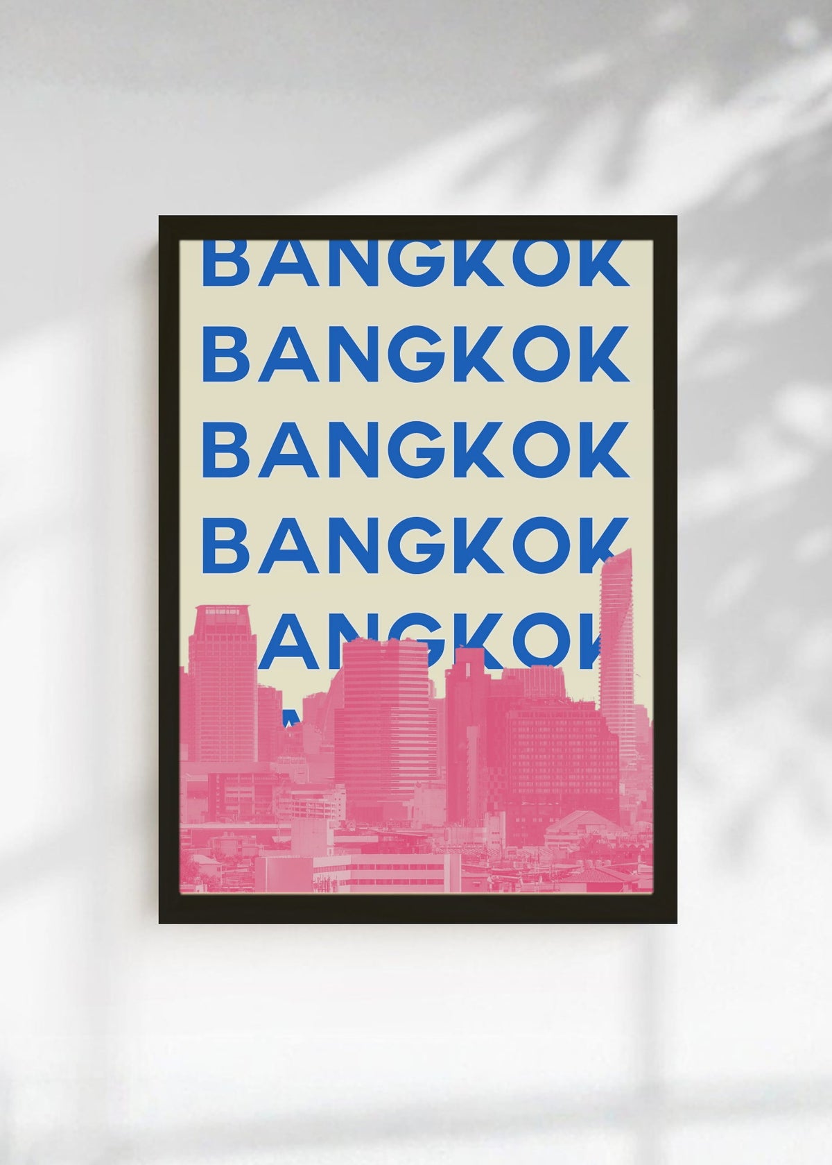 Cuadro Decorativo Travel, Bangkok, Tailandia, Skyline Azul Rosa