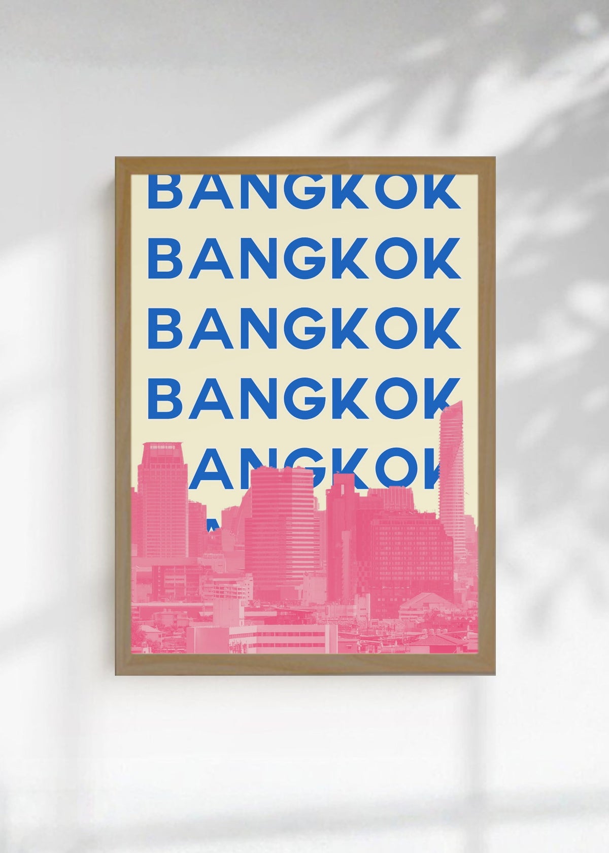 Cuadro Decorativo Travel, Bangkok, Tailandia, Skyline Azul Rosa
