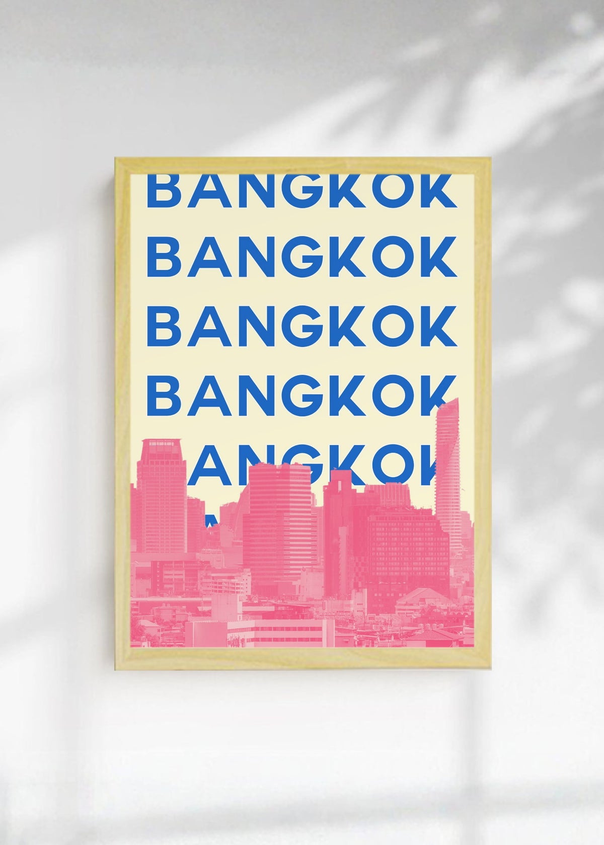 Cuadro Decorativo Travel, Bangkok, Tailandia, Skyline Azul Rosa