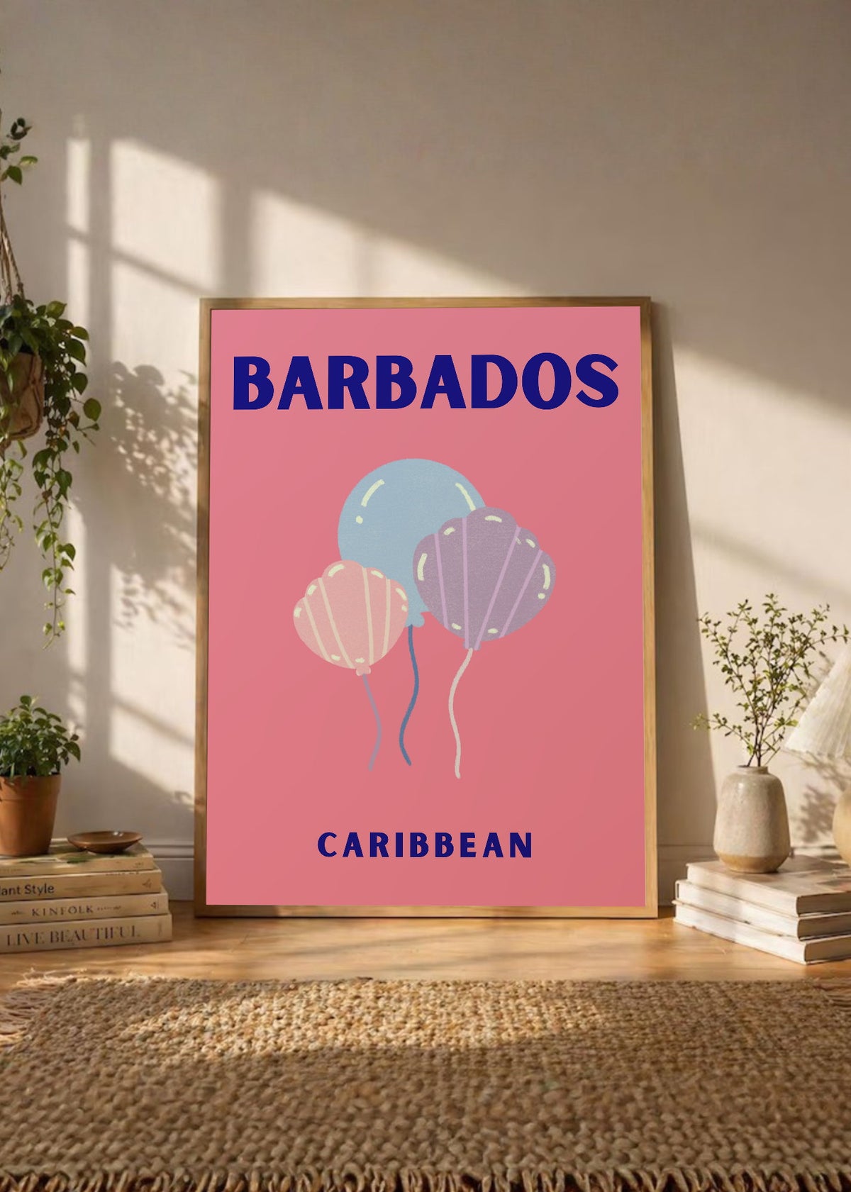 Cuadro Decorativo Travel, Barbados, Caribe, Medusas Rosa