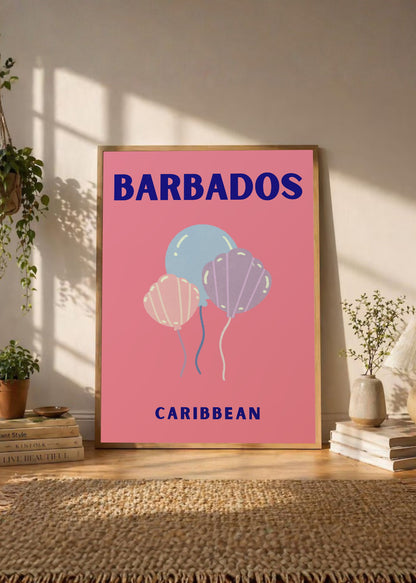 Cuadro Decorativo Travel, Barbados, Caribe, Medusas Rosa
