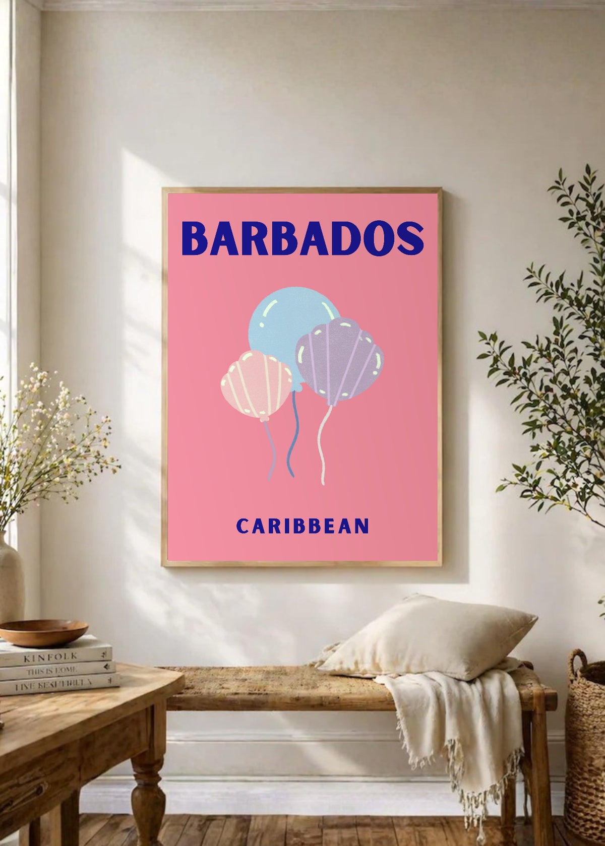 Cuadro Decorativo Travel, Barbados, Caribe, Medusas Rosa