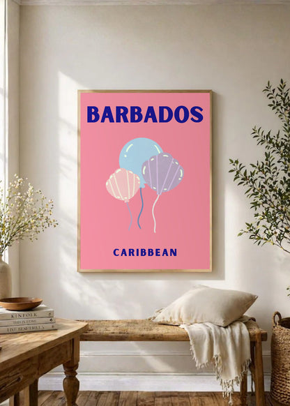 Cuadro Decorativo Travel, Barbados, Caribe, Medusas Rosa