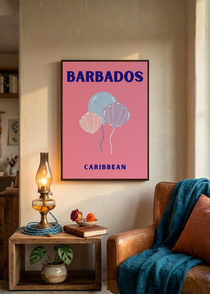 Cuadro Decorativo Travel, Barbados, Caribe, Medusas Rosa