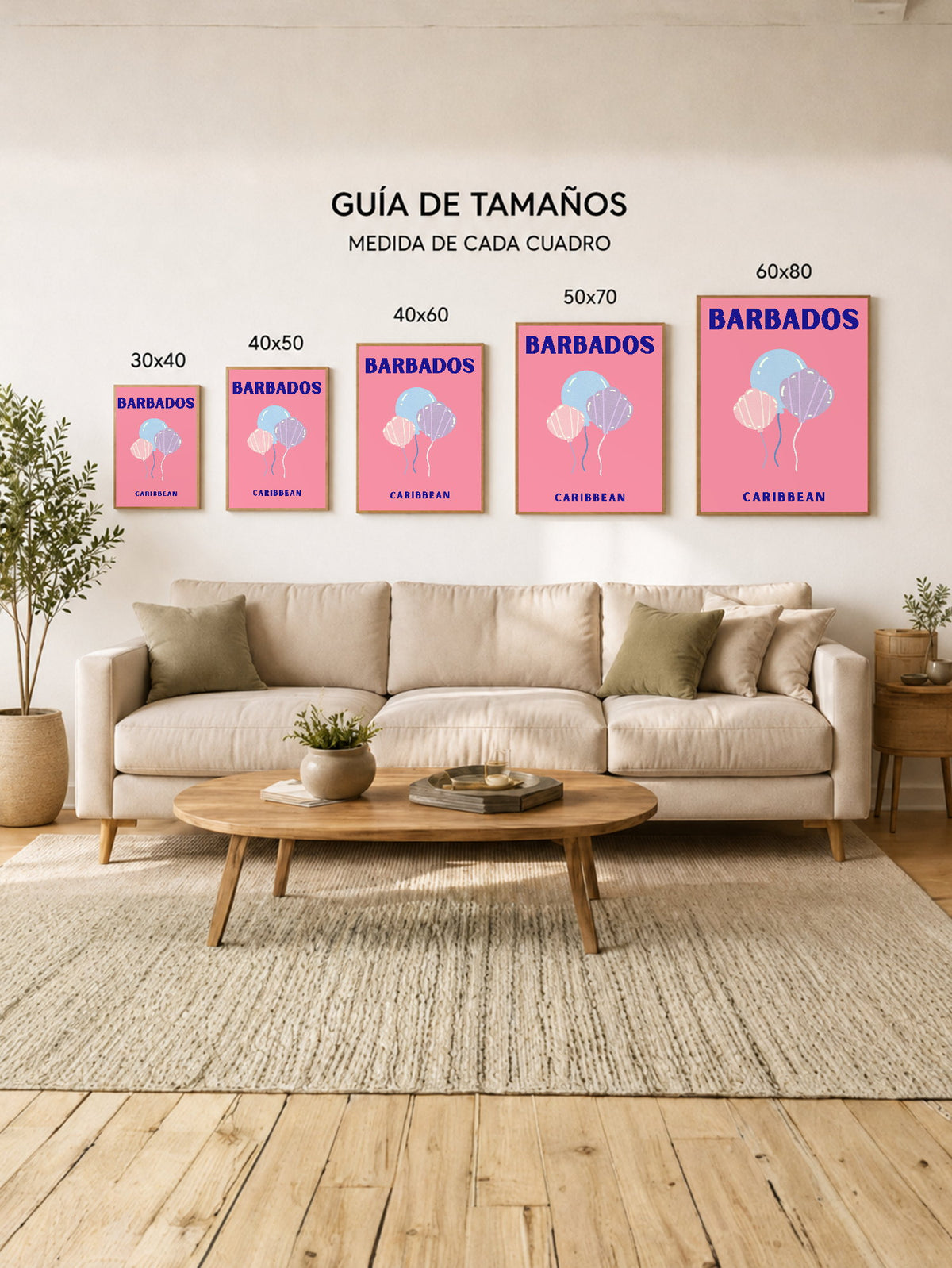 Cuadro Decorativo Travel, Barbados, Caribe, Medusas Rosa