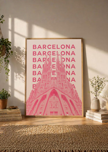 Cuadro Decorativo Travel, Barcelona Sagrada Familia, España, Rosa