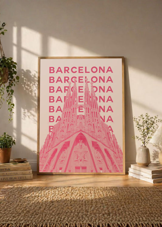 Cuadro Decorativo Travel, Barcelona Sagrada Familia, España, Rosa