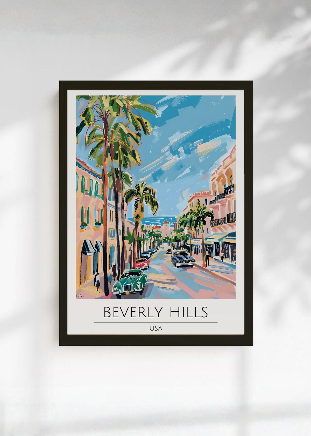 Cuadro Decorativo Travel, Beverly Hills, USA, Ilustración Palmeras
