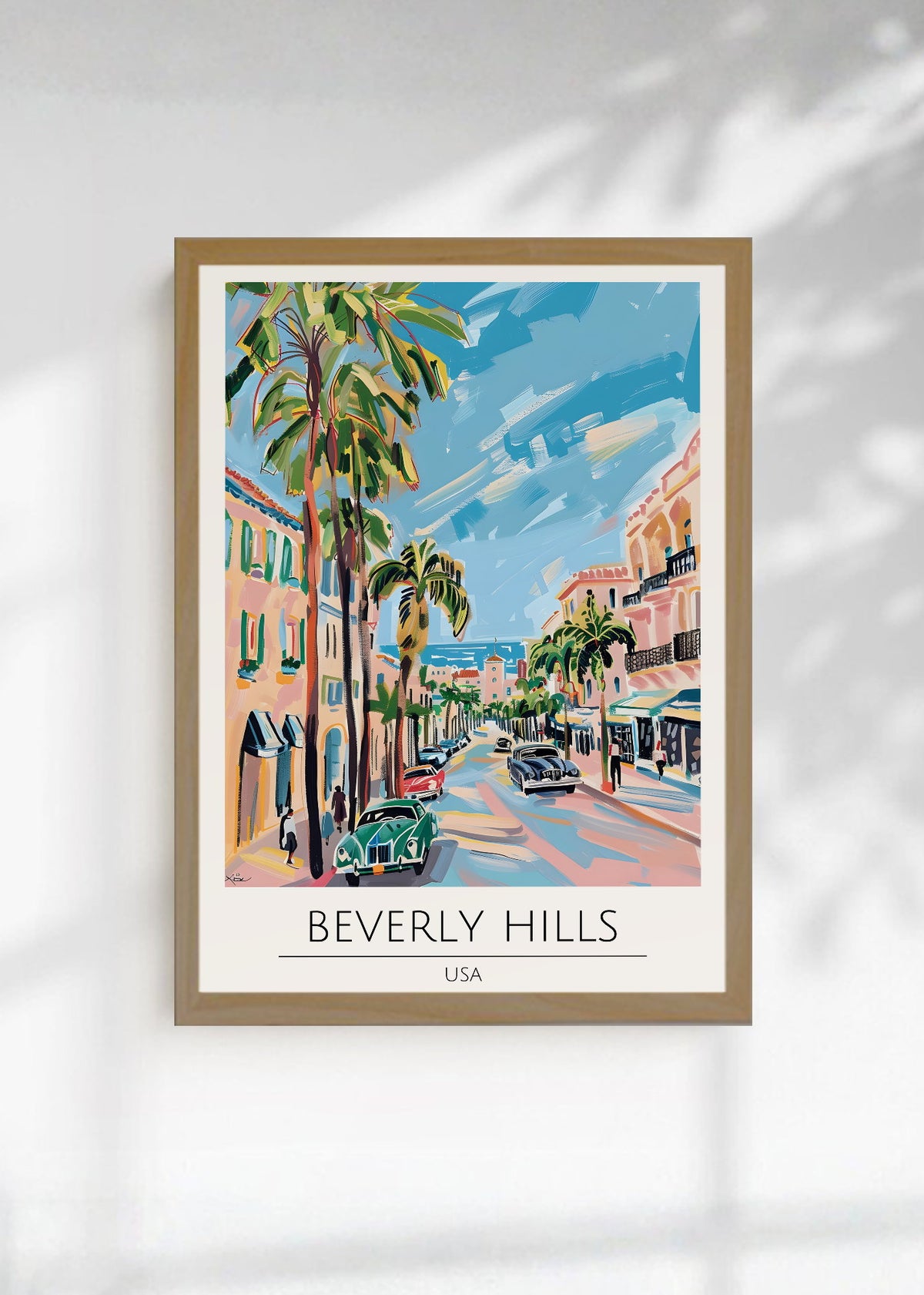 Cuadro Decorativo Travel, Beverly Hills, USA, Ilustración Palmeras