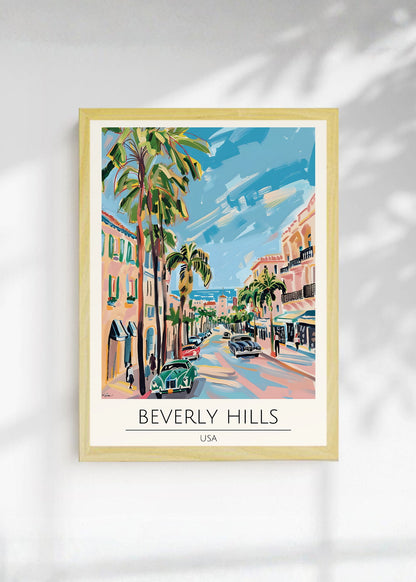 Cuadro Decorativo Travel, Beverly Hills, USA, Ilustración Palmeras