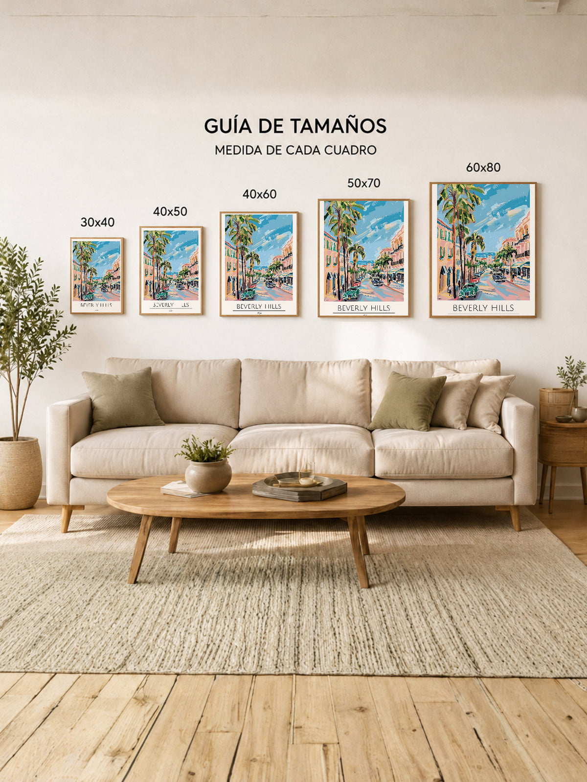 Cuadro Decorativo Travel, Beverly Hills, USA, Ilustración Palmeras