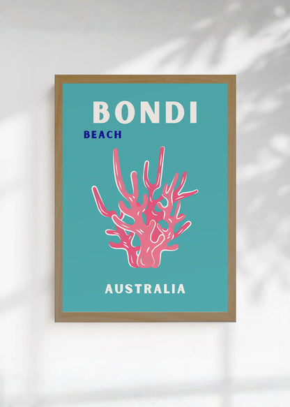 Cuadro Decorativo Travel, Bondi, Australia, Coral Blanco