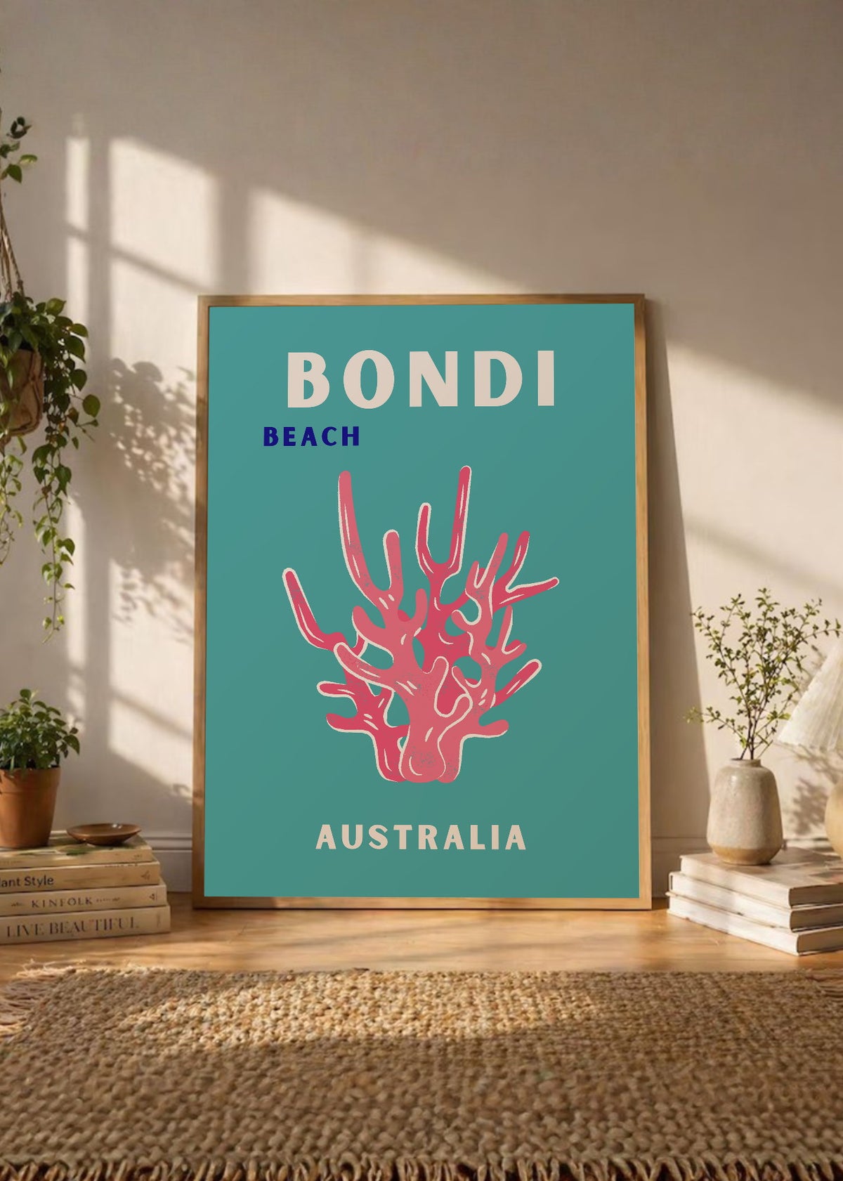 Cuadro Decorativo Travel, Bondi, Australia, Coral Blanco