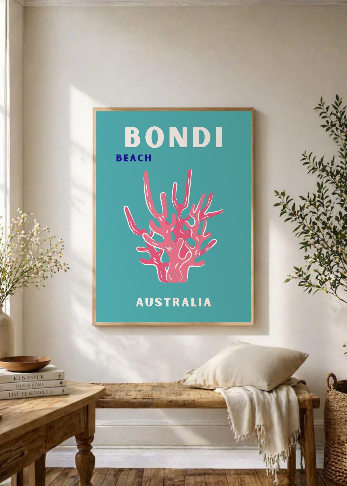 Cuadro Decorativo Travel, Bondi, Australia, Coral Blanco