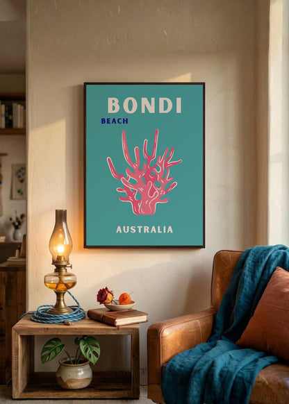 Cuadro Decorativo Travel, Bondi, Australia, Coral Blanco