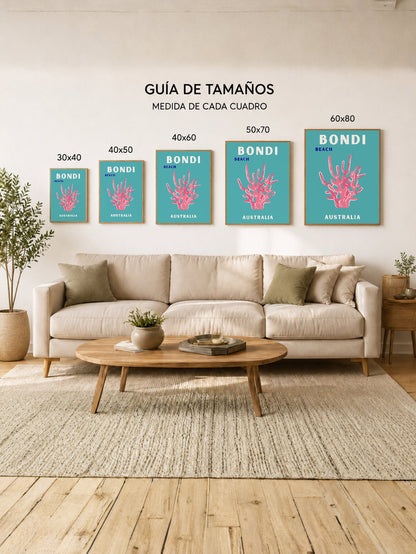 Cuadro Decorativo Travel, Bondi, Australia, Coral Blanco