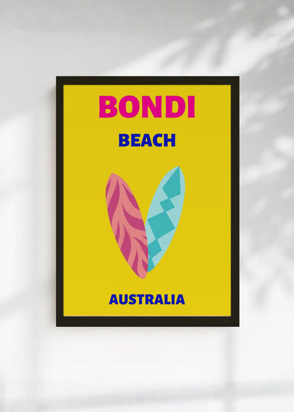 Cuadro Decorativo Travel, Bondi, Australia, Tablas Surf Amarillo II