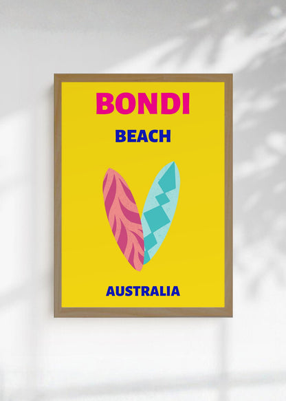 Cuadro Decorativo Travel, Bondi, Australia, Tablas Surf Amarillo II