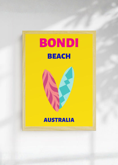 Cuadro Decorativo Travel, Bondi, Australia, Tablas Surf Amarillo II