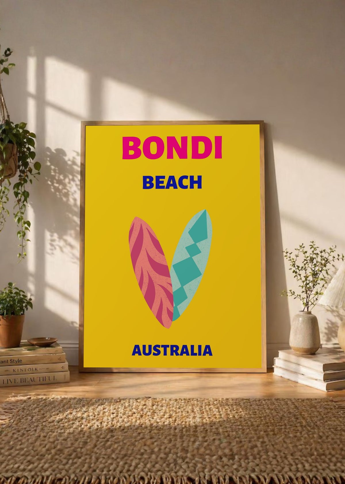 Cuadro Decorativo Travel, Bondi, Australia, Tablas Surf Amarillo II
