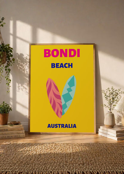Cuadro Decorativo Travel, Bondi, Australia, Tablas Surf Amarillo II