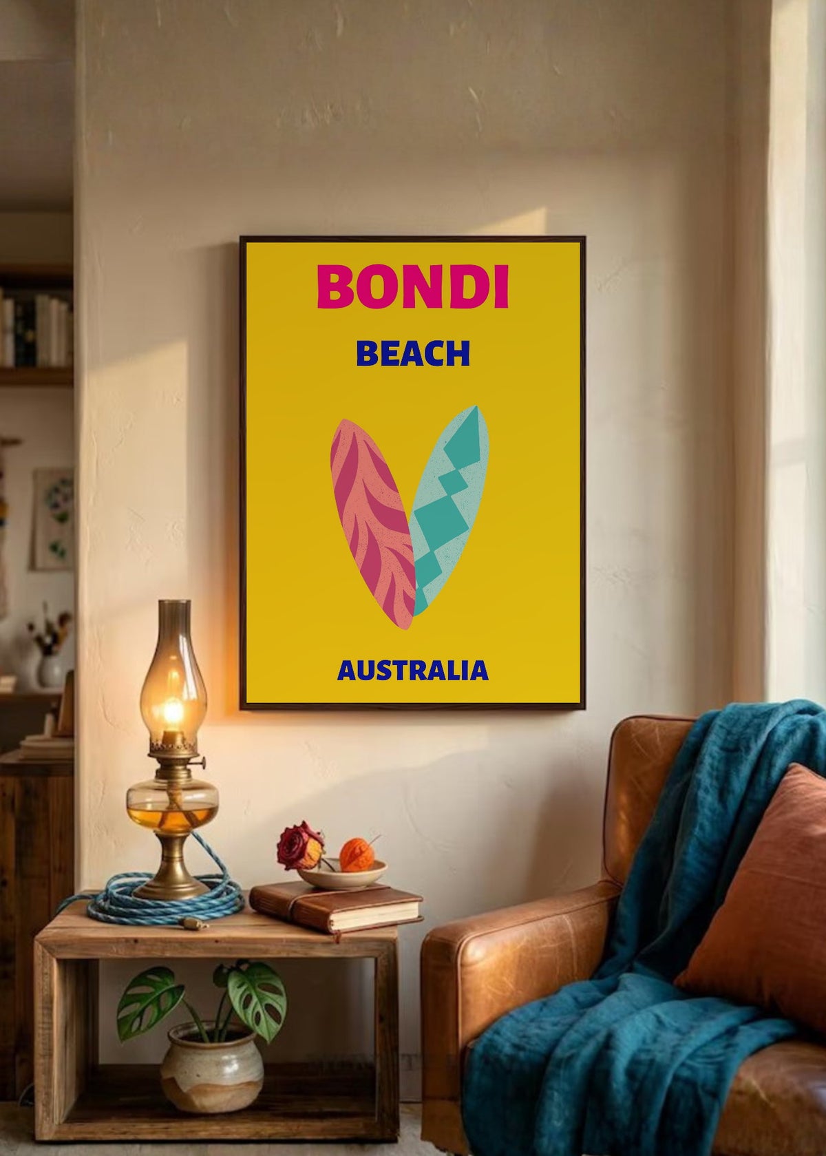 Cuadro Decorativo Travel, Bondi, Australia, Tablas Surf Amarillo II