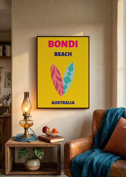 Cuadro Decorativo Travel, Bondi, Australia, Tablas Surf Amarillo II