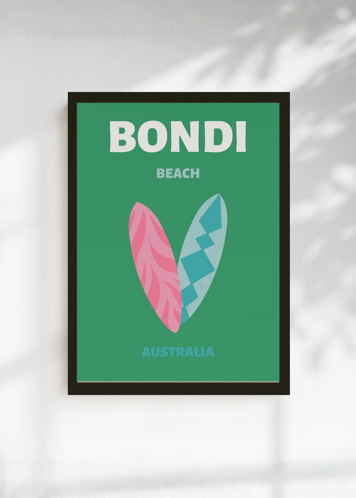Cuadro Decorativo Travel, Bondi, Australia, Tablas Surf Verde