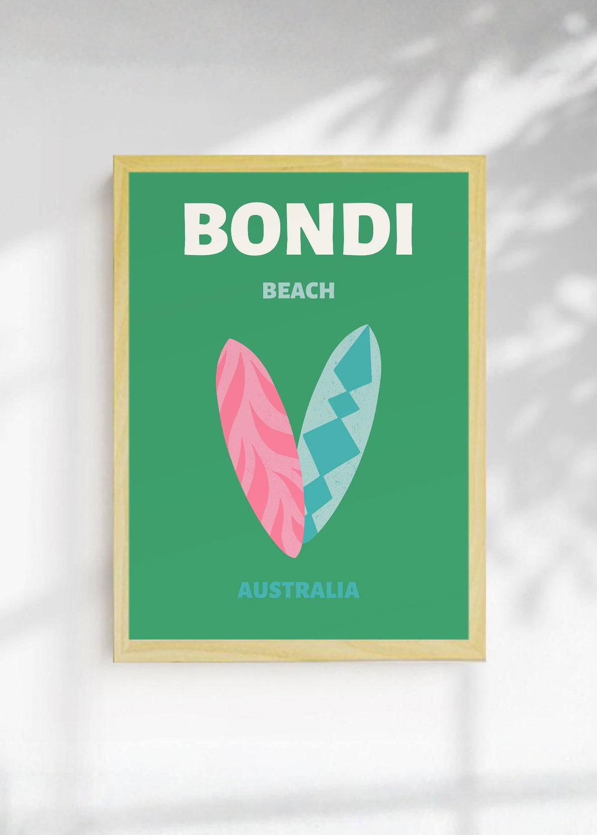 Cuadro Decorativo Travel, Bondi, Australia, Tablas Surf Verde