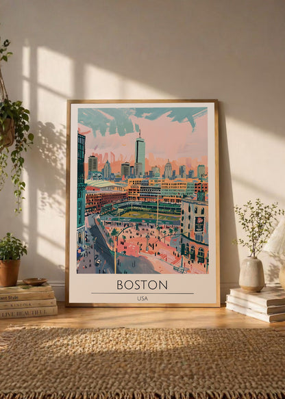 Cuadro Decorativo Travel, Boston, USA, Ilustración Estadio