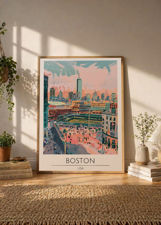 Cuadro Decorativo Travel, Boston, USA, Ilustración Estadio
